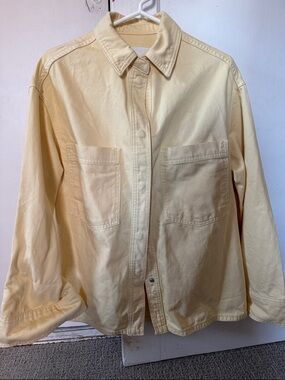 Zara Pale Yellow Button-Down Utility Shirt